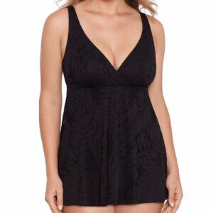 Swim Solutions Crochet Flyaway One-Piece Swim Dress Size 8 US Black